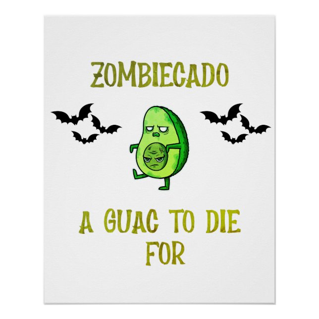 Halloween Funny Zombie Avocado Poster  (Front)