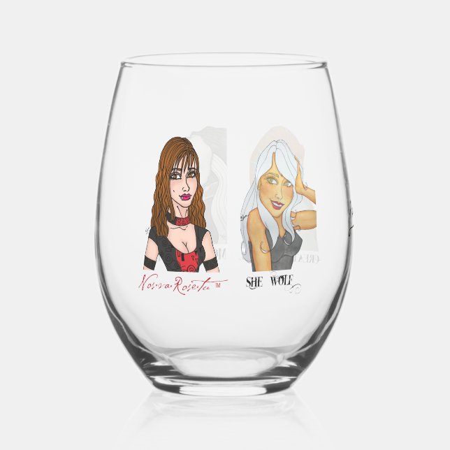 Halloween Gals Stemless Wine Glass (Front)