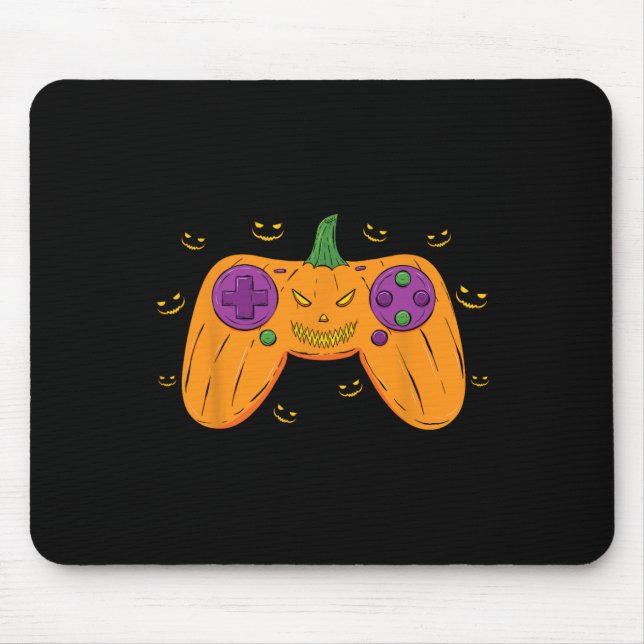 Halloween Gamer Costume Scary Pumpkin Mens Boys Vi Mouse Mat (Front)