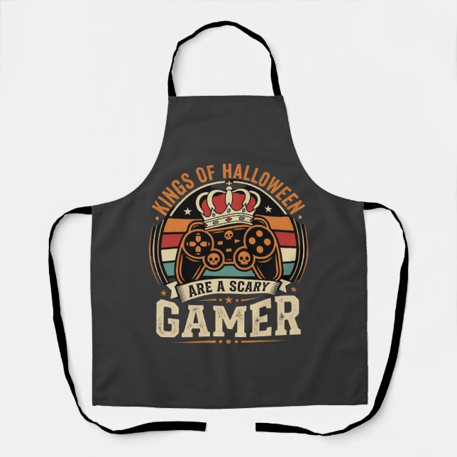 Halloween Gamer King Retro Controller Design Apron (Front)