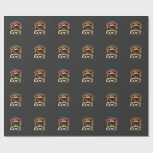 Halloween Gamer King Retro Controller Design Wrapping Paper