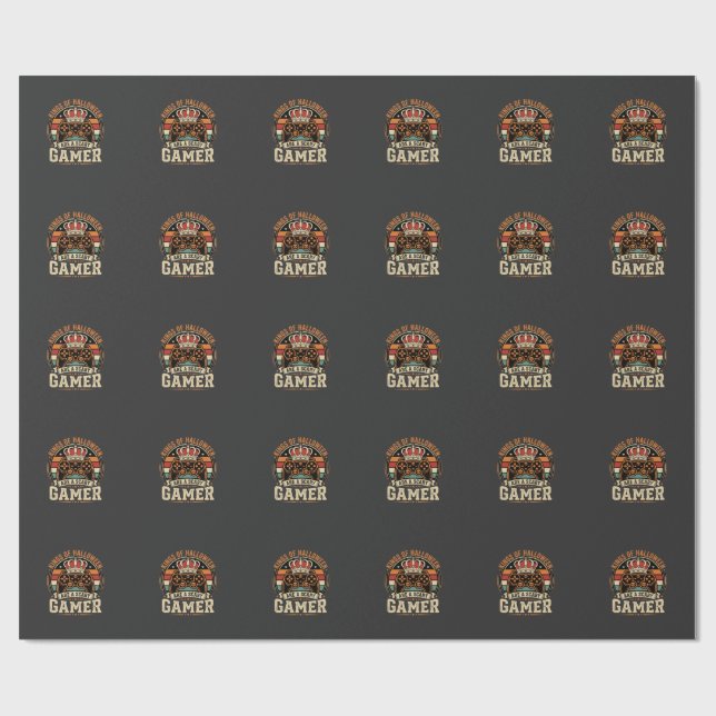 Halloween Gamer King Retro Controller Design Wrapping Paper (Flat)