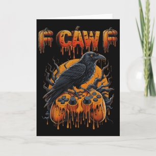 Halloween Gamer Pumpkin Dripping Gaming Crow Raven Card