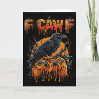 Halloween Gamer Pumpkin Dripping Gaming Crow Raven Card