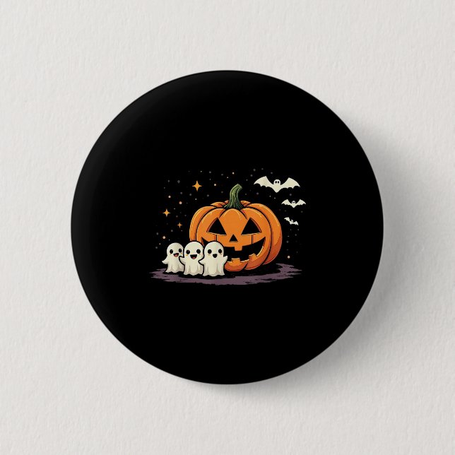 Halloween Gamer Pumpkin Eating Ghost Costume Men B 6 Cm Round Badge (Front)