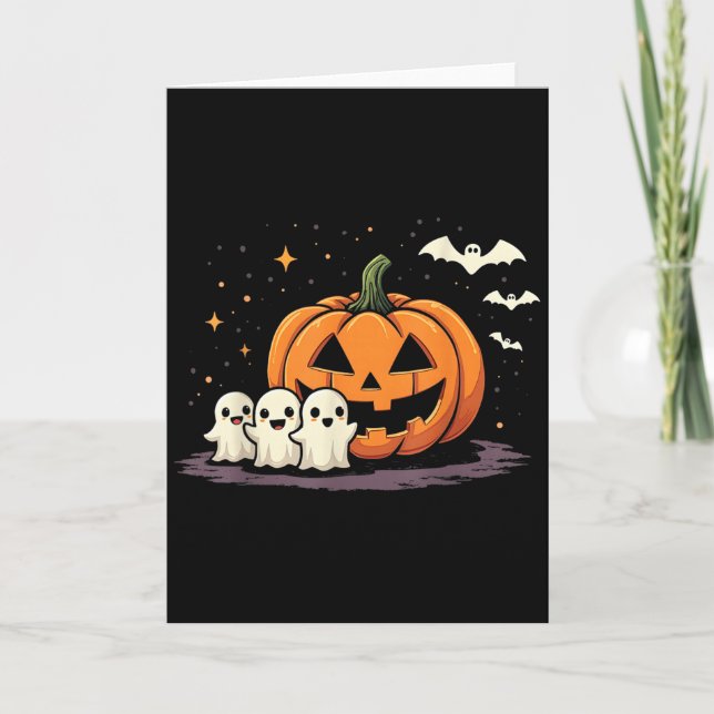 Halloween Gamer Pumpkin Eating Ghost Costume Men B Card (Front)