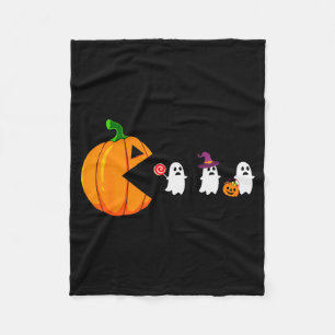 Halloween Gamer Pumpkin Eating Ghost Costume Men B Fleece Blanket