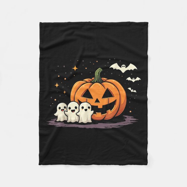 Halloween Gamer Pumpkin Eating Ghost Costume Men B Fleece Blanket (Front)