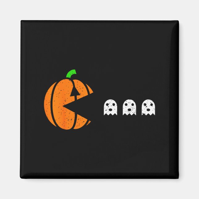 Halloween Gamer Pumpkin Eating Ghost Costume Men B Magnet (Front)
