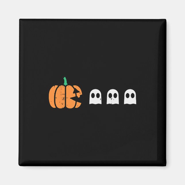 Halloween Gamer Pumpkin Eating Ghost Costume Men B Magnet (Front)