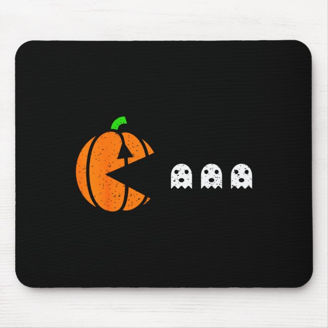Halloween Gamer Pumpkin Eating Ghost Costume Men B Mouse Mat (Front)