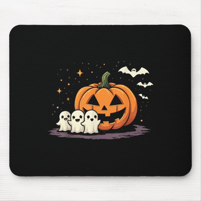 Halloween Gamer Pumpkin Eating Ghost Costume Men B Mouse Mat (Front)