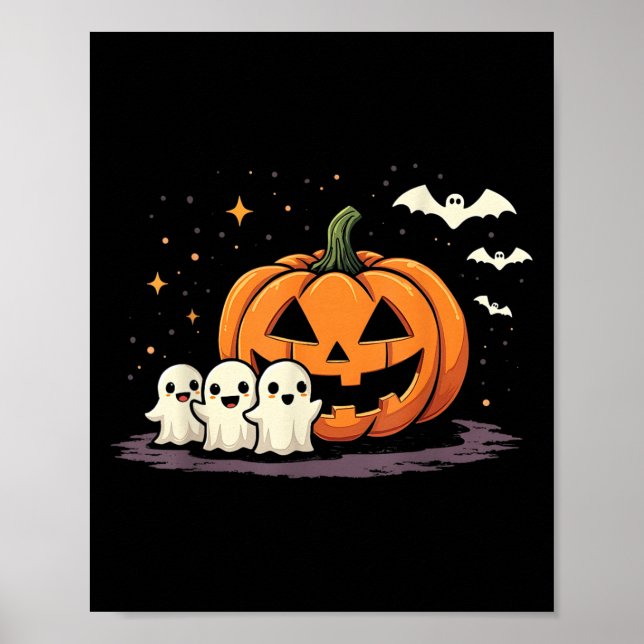Halloween Gamer Pumpkin Eating Ghost Costume Men B Poster (Front)