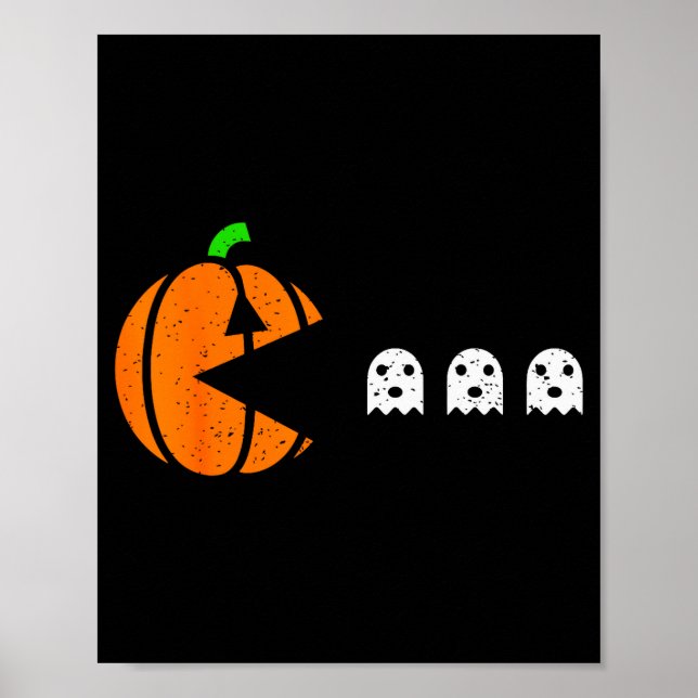 Halloween Gamer Pumpkin Eating Ghost Costume Men B Poster (Front)