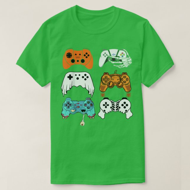 Halloween Gamer Skeleton Zombie Ghost Controller B T-Shirt (Design Front)