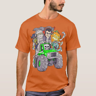 Halloween Gamer Skeleton Zombie Monster Truck Funn T-Shirt