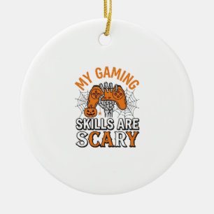 Halloween Gamer Skills Are Scary Vintage Shirt Des Ceramic Tree Decoration