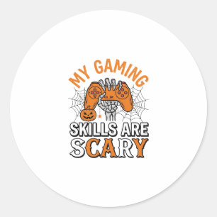 Halloween Gamer Skills Are Scary Vintage Shirt Des Classic Round Sticker