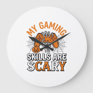 Halloween Gamer Skills Are Scary Vintage Shirt Des Large Clock