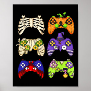 Halloween Gaming Controller Men Boys Kids Gamer Ha Poster