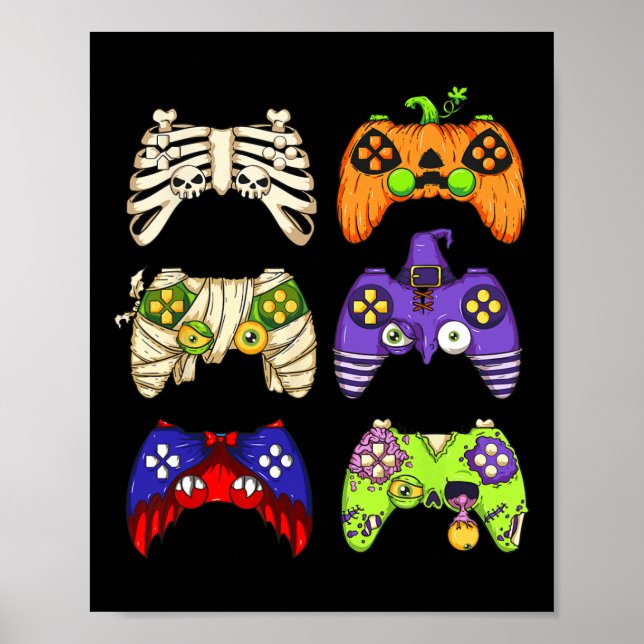 Halloween Gaming Controller Men Boys Kids Gamer Ha Poster (Front)