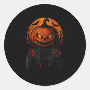 Halloween Gaming Controller Soky Pumpkin Gamer Boy Classic Round Sticker
