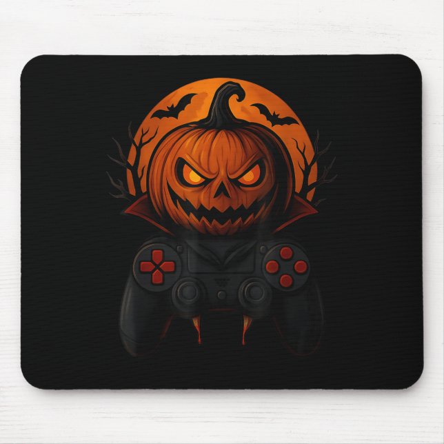 Halloween Gaming Controller Soky Pumpkin Gamer Boy Mouse Mat (Front)