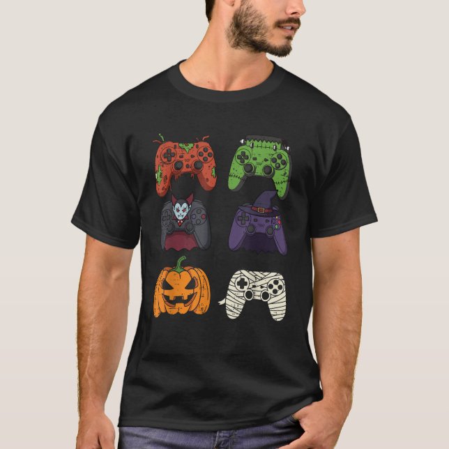 Halloween Gaming Controllers Gamer Costume Men Boy T-Shirt (Front)