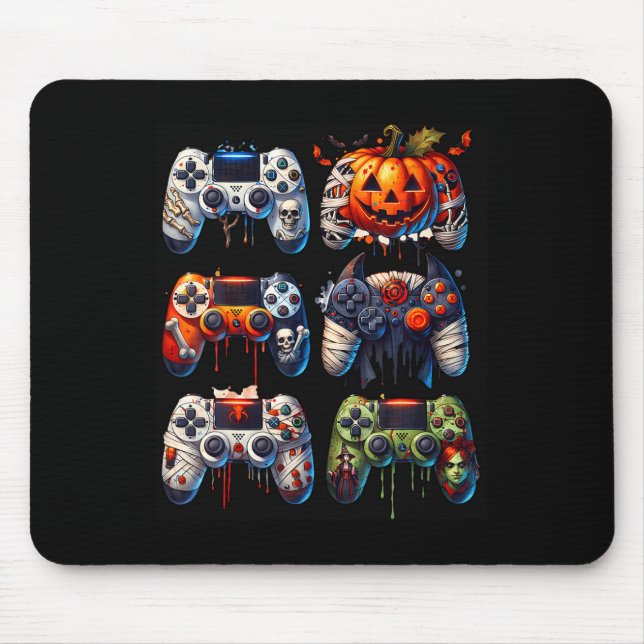 Halloween Gaming Controllers Mummy Skeleton Zombie Mouse Mat (Front)