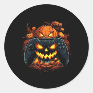 Halloween Gaming Jack O Lantern Pumpkin Face Contr Classic Round Sticker