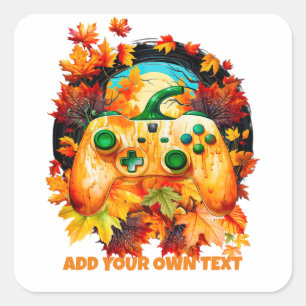 Halloween Gaming, Pumpkin Controller, Fall Autumn Square Sticker