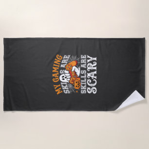 Halloween Gaming Skills Are Scary Ghost Controller Beach Towel