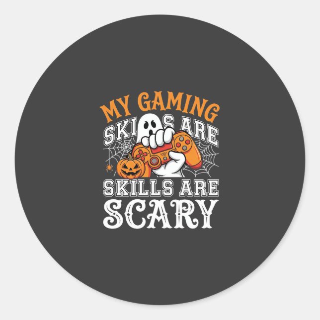 Halloween Gaming Skills Are Scary Ghost Controller Classic Round Sticker (Front)