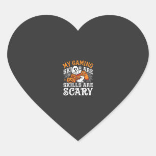 Halloween Gaming Skills Are Scary Ghost Controller Heart Sticker