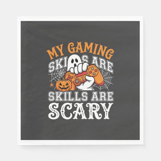 Halloween Gaming Skills Are Scary Ghost Controller Napkin (Front)