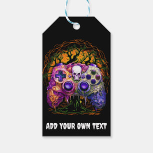 Halloween Gaming, Spooky Controller, Skull Orange Gift Tags