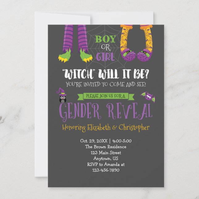 Halloween Gender Reveal Baby Shower Invitation (Front)