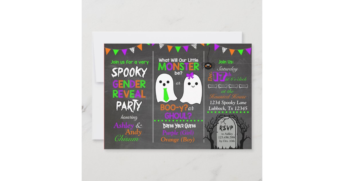 Halloween Gender Reveal Invitation | Zazzle