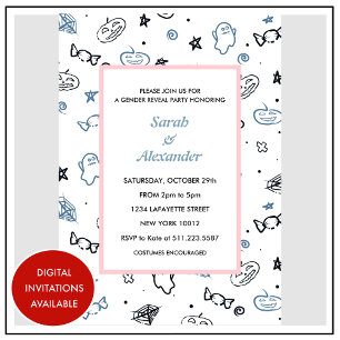 Halloween gender reveal invitation October pattern