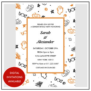 Halloween gender reveal invitations October Ghosts