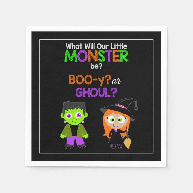 Halloween Gender Reveal Paper Napkins (Front)