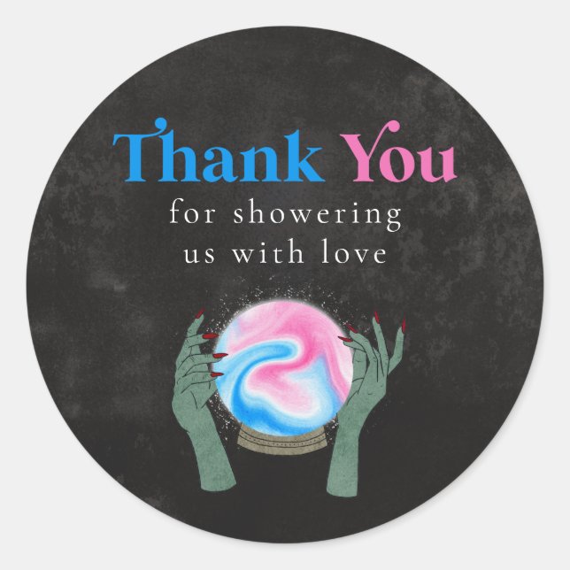 Halloween Gender Reveal Party  Classic Round Sticker (Front)