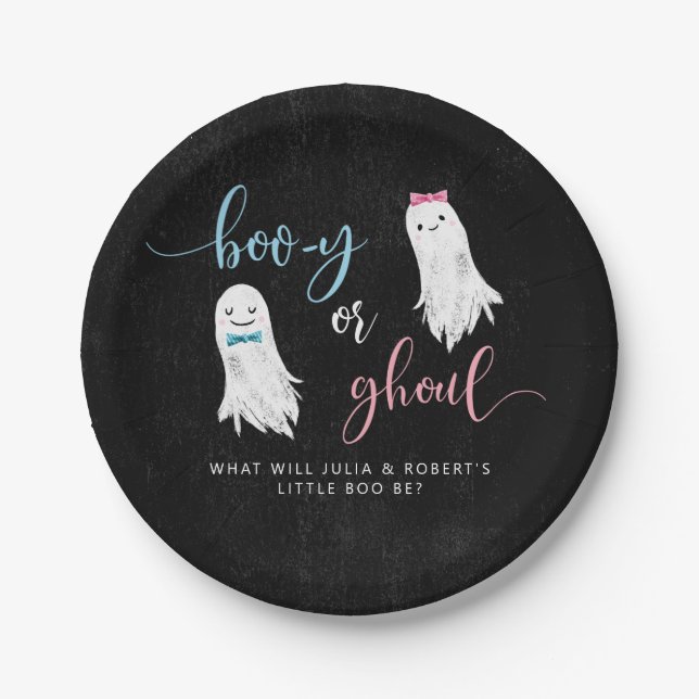 Halloween Gender Reveal Party  Paper Plate (Front)