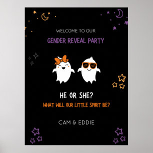Halloween Gender Reveal Party Welcome Poster Sign