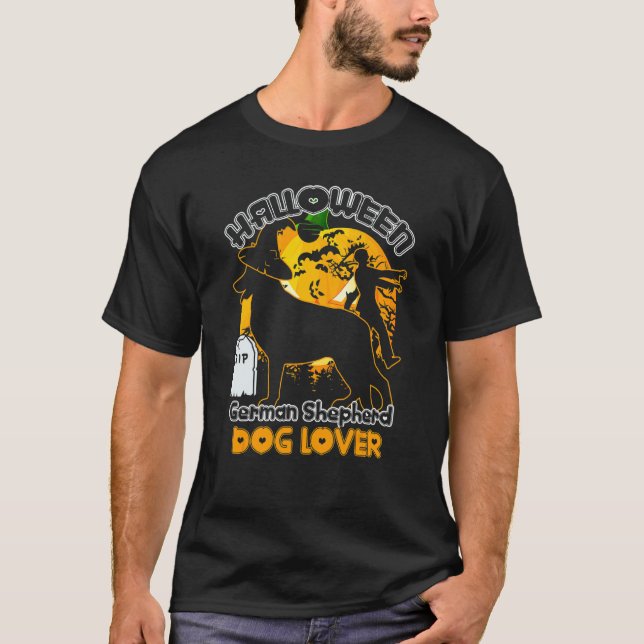 Halloween German Shepherd Dog T-Shirt (Front)