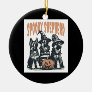 Halloween German Shepherd.jpg Ceramic Tree Decoration