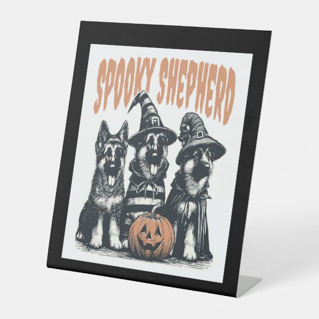 Halloween German Shepherd.jpg Pedestal Sign (Front)