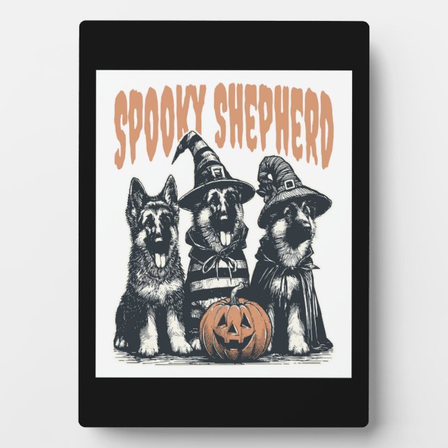 Halloween German Shepherd.jpg Plaque (Front)