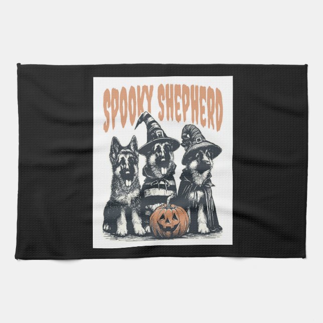 Halloween German Shepherd.jpg Tea Towel (Horizontal)