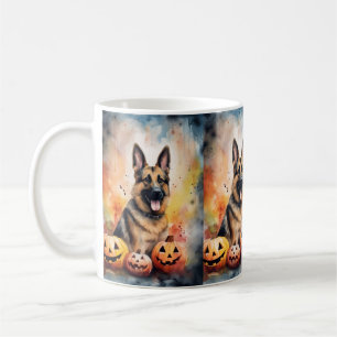 Halloween German Shepherd With Pumpkins Scary  Coffee Mug